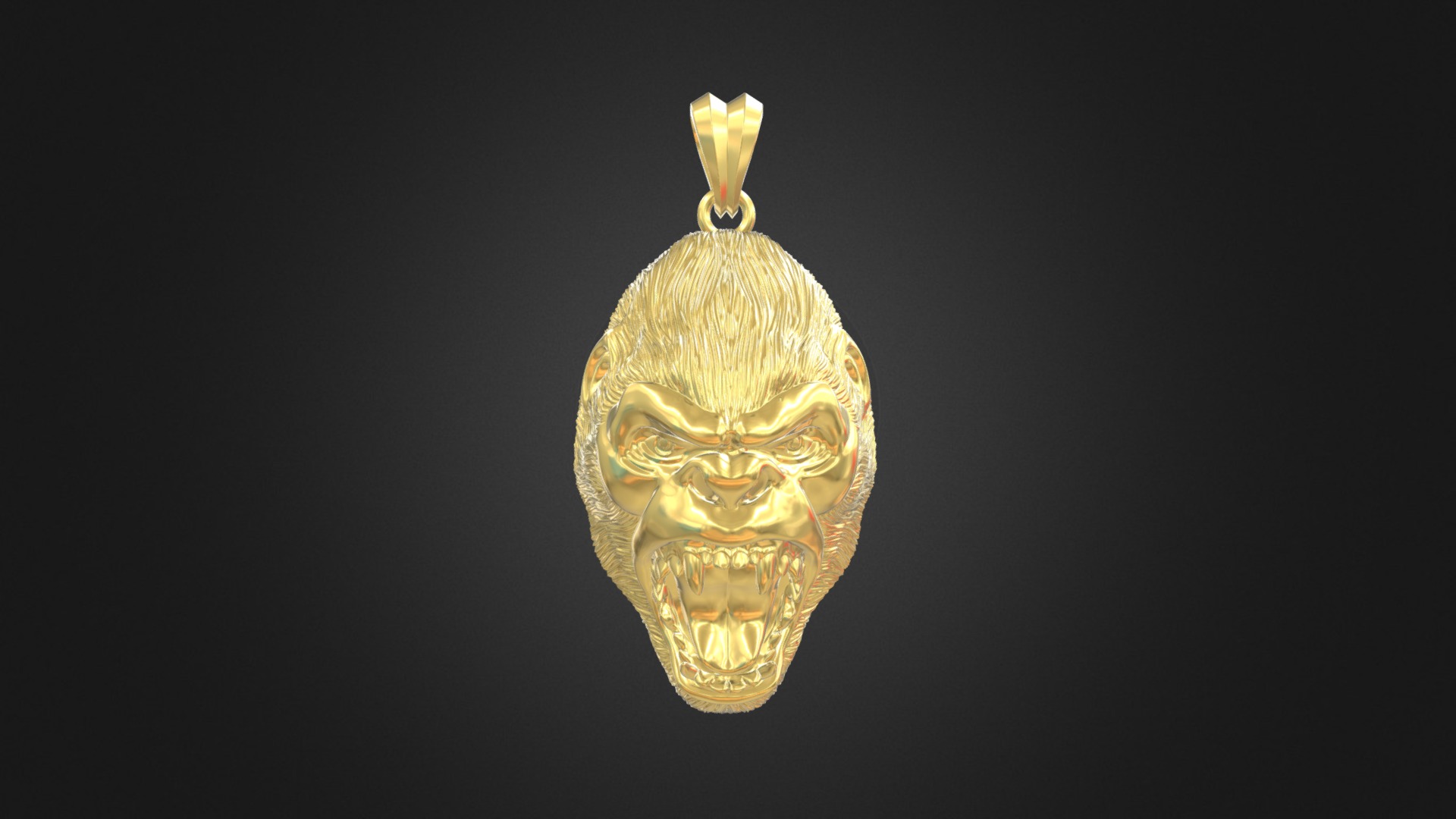 3D model Gorilla Pendant-1.5 inches - This is a 3D model of the Gorilla Pendant-1.5 inches. The 3D model is about a gold and silver object.