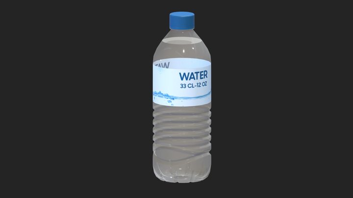 Water Bottle 12OZ Low Poly PBR Realistic 3D Model