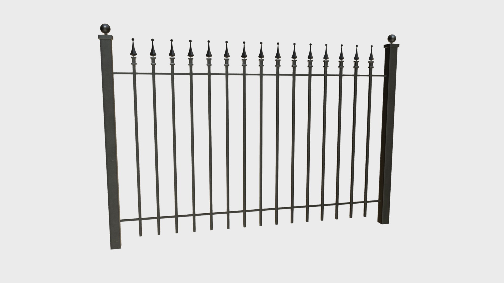 3D model Iron Fence - This is a 3D model of the Iron Fence. The 3D model is about a black and white photo of a musical instrument.