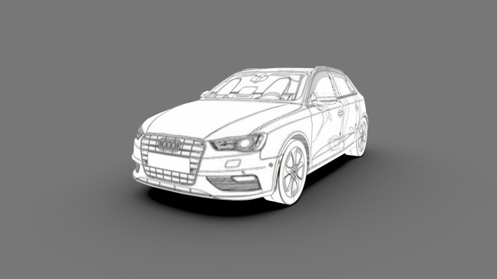 Audi A3 Sportback 3d blueprint 3D Model