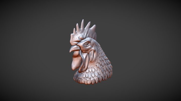 Sculped Rooster Head 3D Model