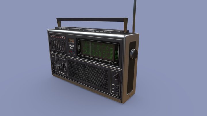 Soviet retro radio Salut-001 German version 3D Model