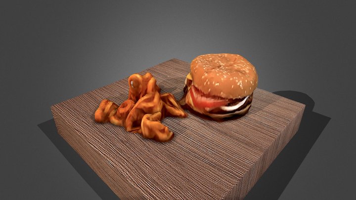 hamburger and french frie twister papas fritas 3D Model