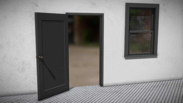 Bathroom Door And Window 3D Model