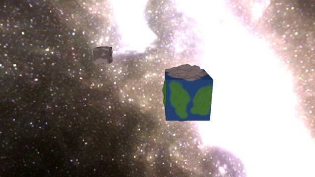 Block Earth and Moon 3D Model