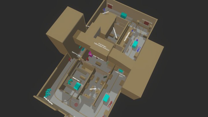 Level Design Blockout - VR FPS 3D Model