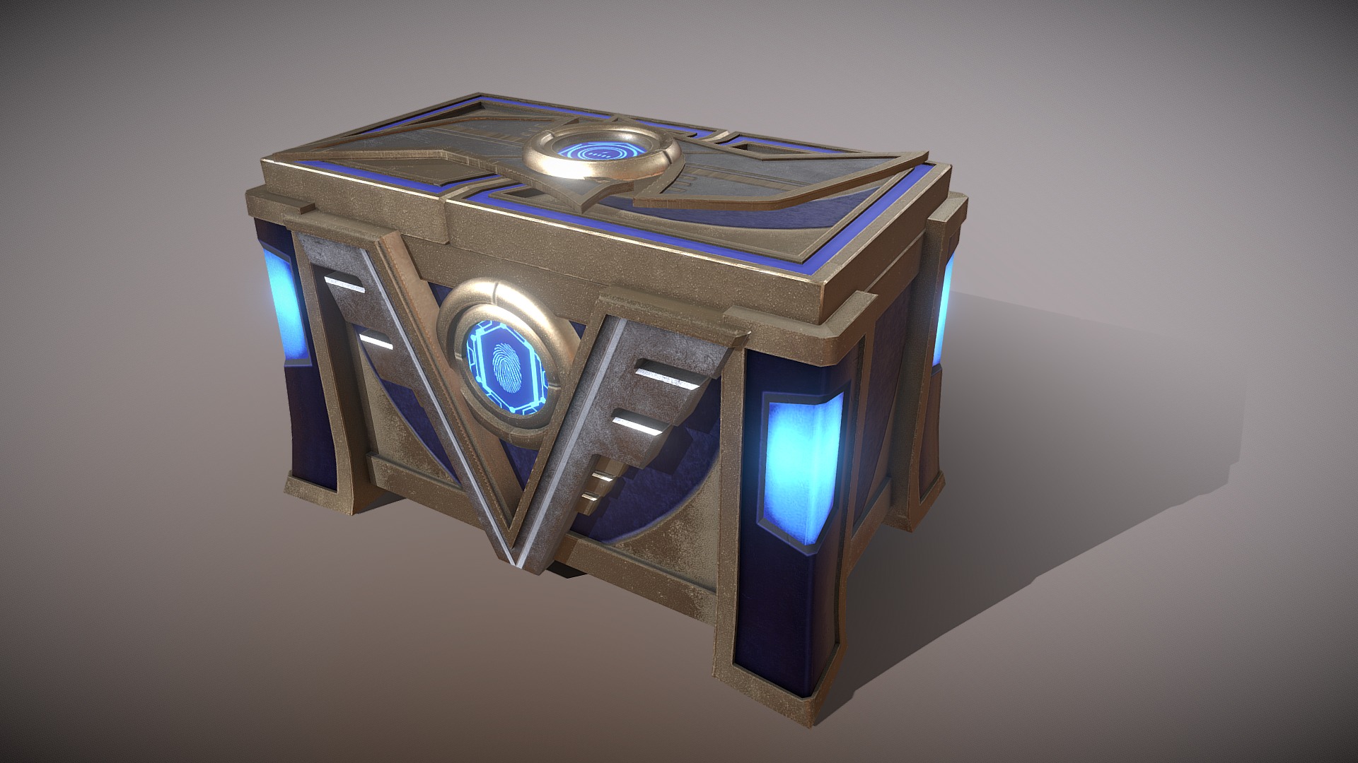 3D model TreasureBox1 - This is a 3D model of the TreasureBox1. The 3D model is about a wooden box with a light inside.
