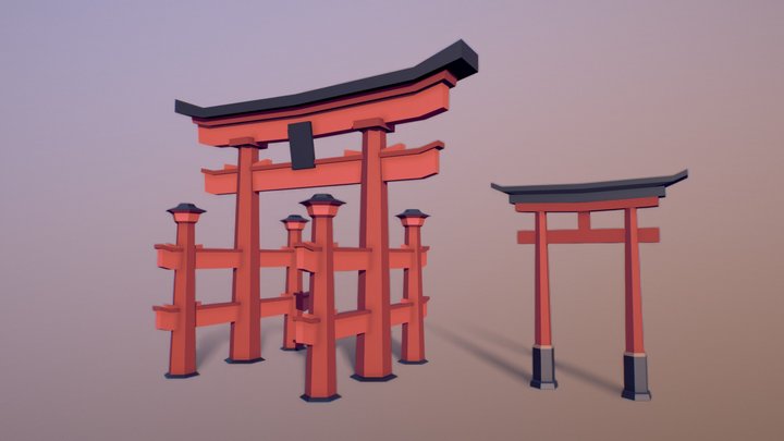 Japanese Gates "Torii" (Low Poly) 3D Model