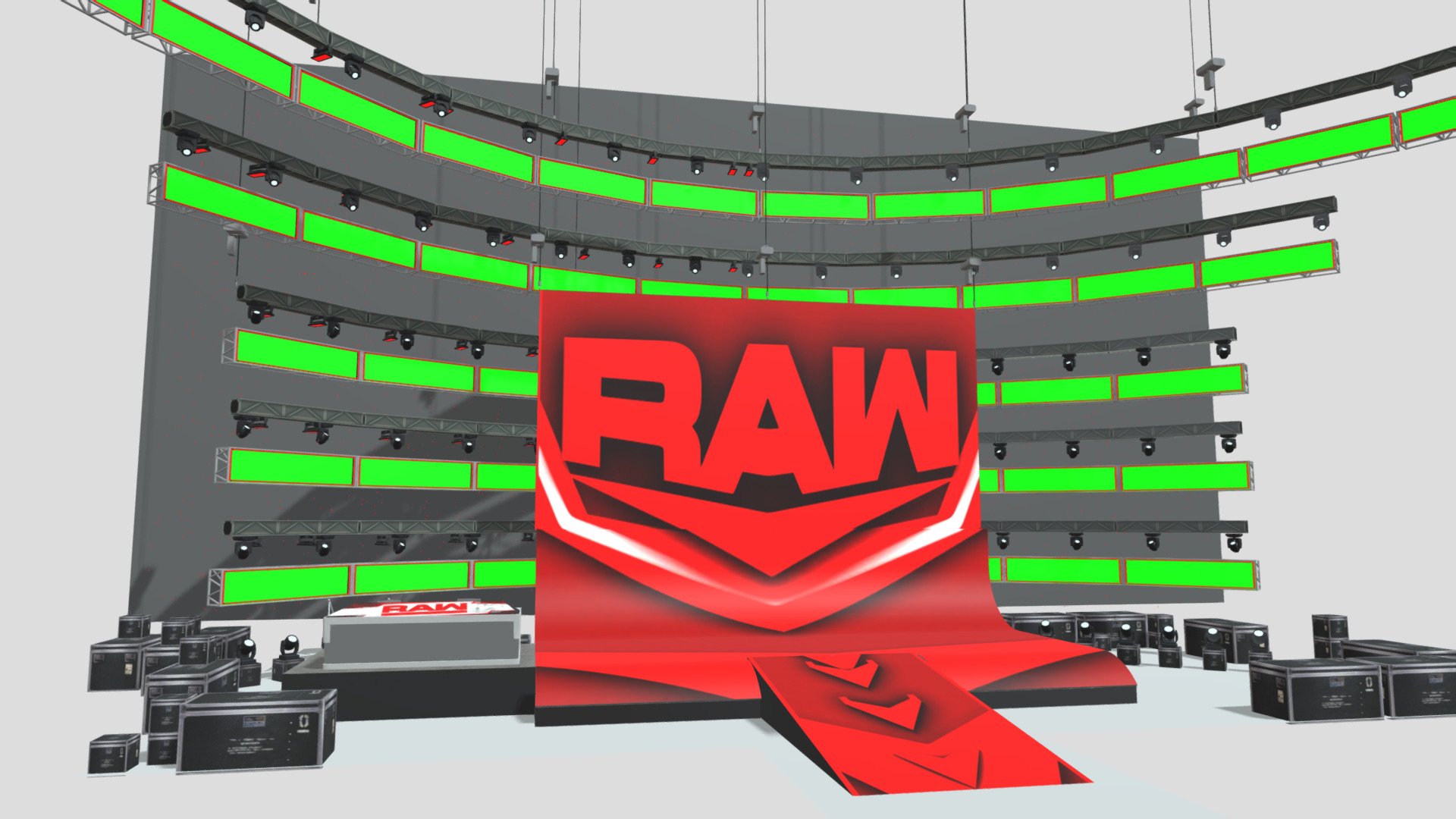 WWE Raw Stage 2020 Buy Royalty Free 3D model by GaryMc10 [9d9e2b3