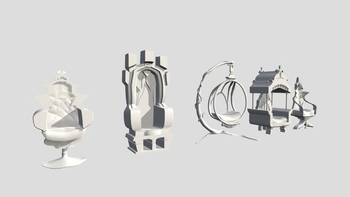 art nouveau chairs 3D Model