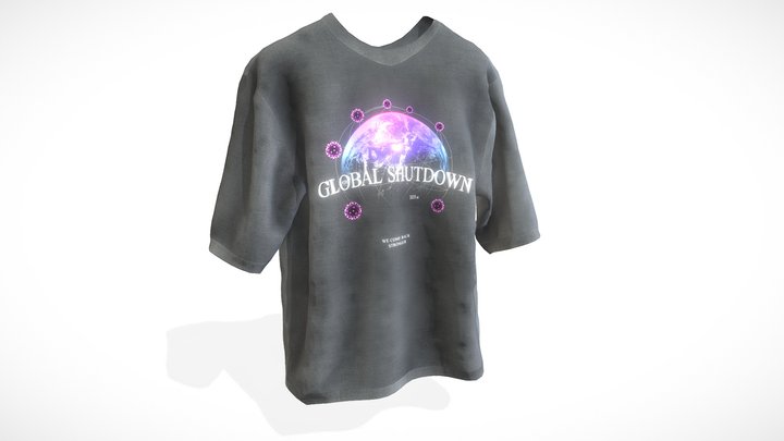 Black T Shirt with stamp - Future Clothing 3D Model