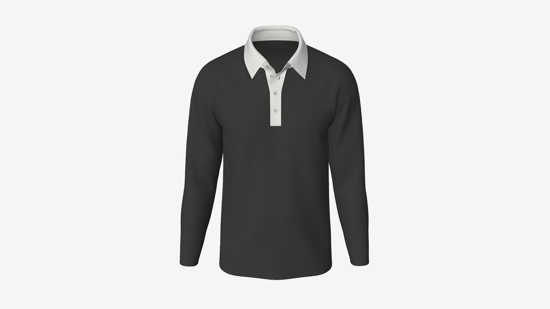 Long Sleeve Polo Shirt for Men Mockup 01 Black - Buy Royalty Free 3D ...