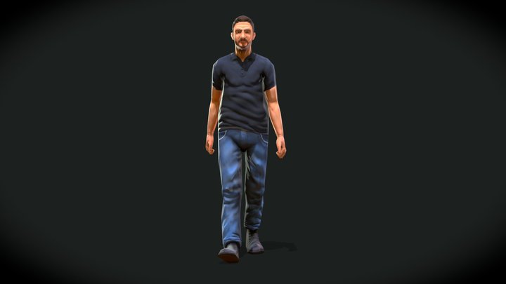 Casual Man with Polo Shirt - With VRCHAT VISEMES 3D Model