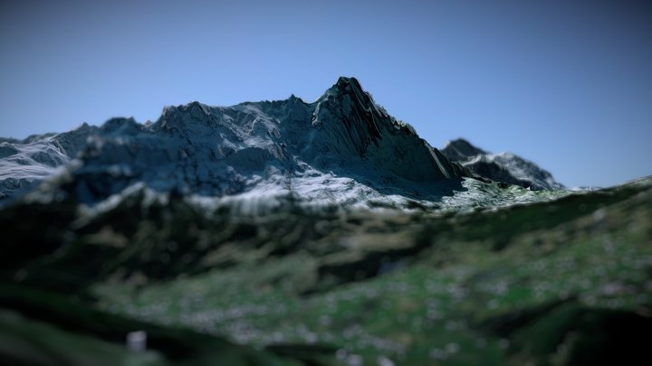 Eiger with buildings 3D Model