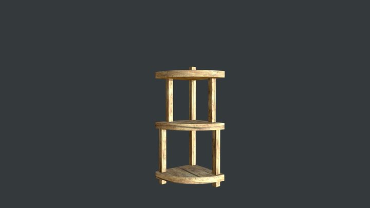 Corner bookcase 3D Model