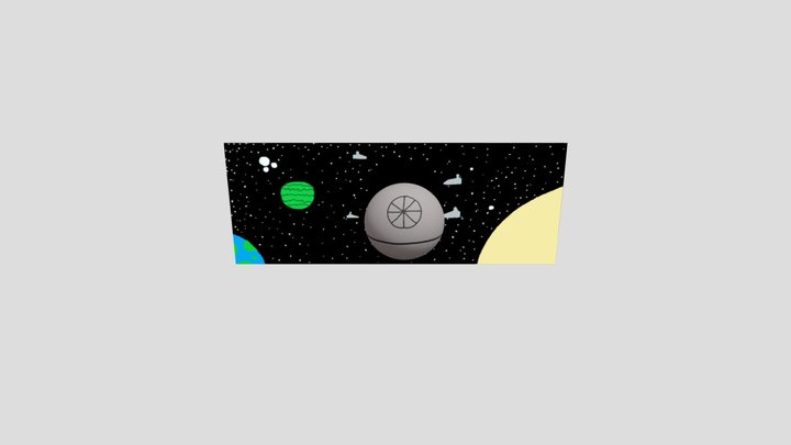 Bad Looking Death Star and Galaxy 3D Model