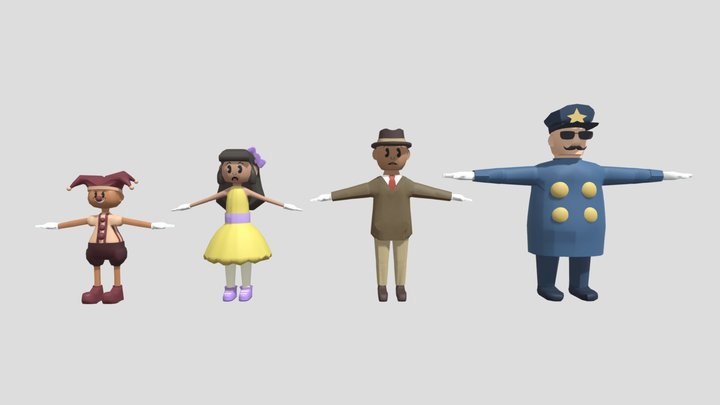 Clown Town: Character Models 3D Model