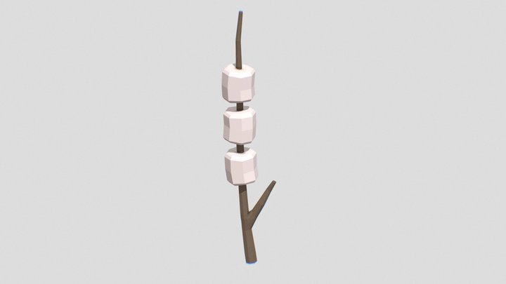 Marshmallow on a stick / Camping / Low Poly 3D Model