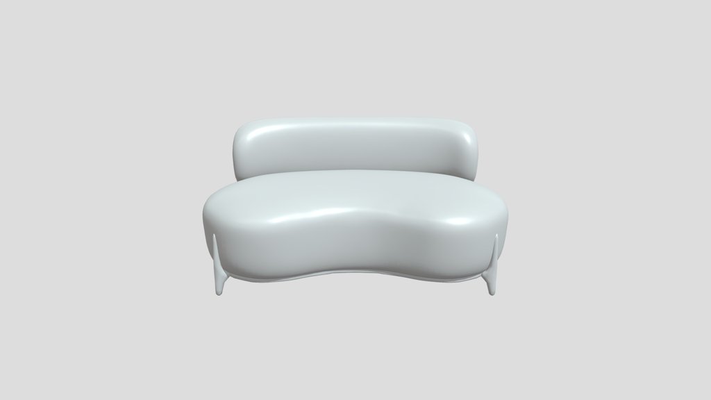 Modern upholstered two-seater sofa with rounded