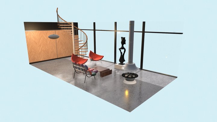 Modernist Living Room 3D Model