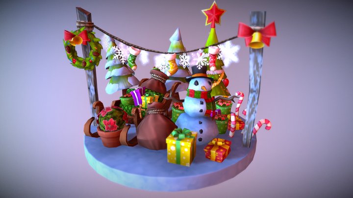 Christmas Low Poly Props & Decorations 3D Model