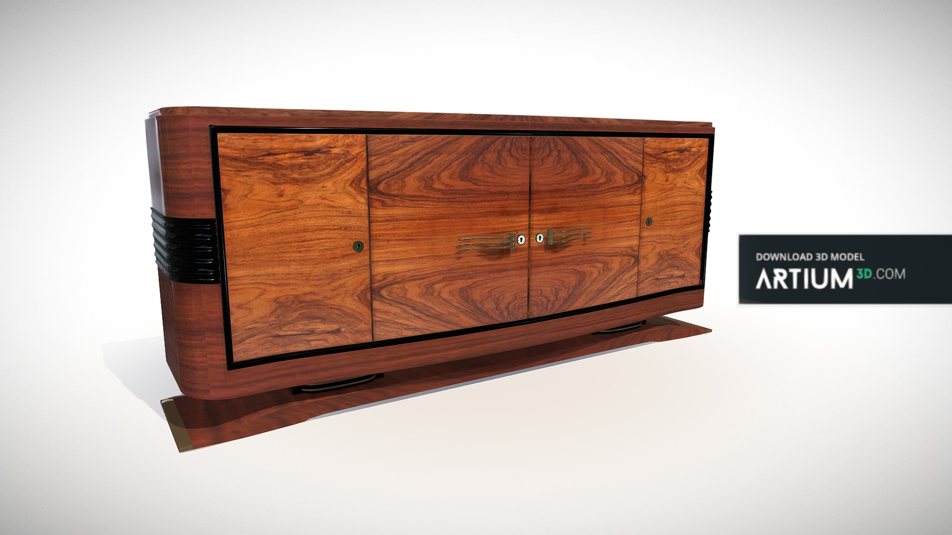3D model Sideboard – Art Deco 1920 - This is a 3D model of the Sideboard – Art Deco 1920. The 3D model is about a wooden cabinet with drawers.