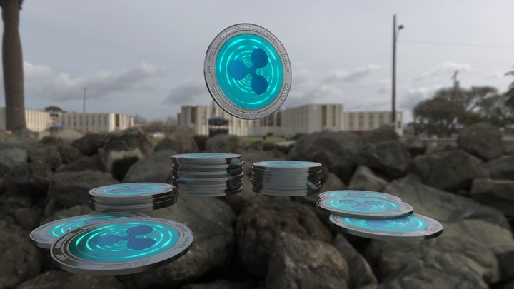 XRP Ripple Crypto Currency 3D Model