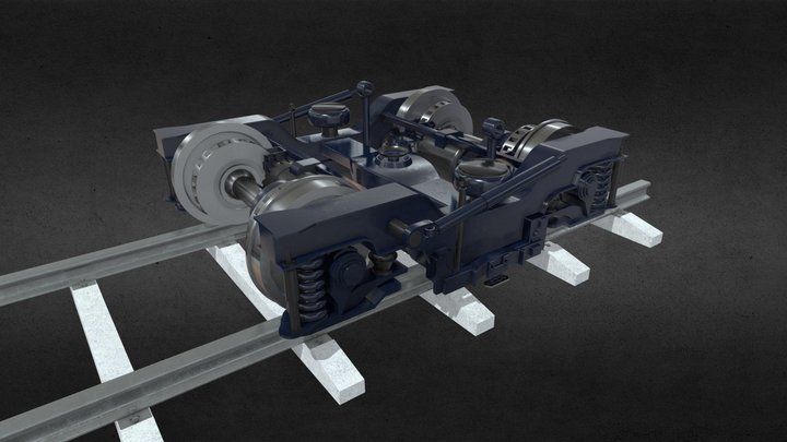 Train Rail Bogie / Railroad Truck / Carriage 3D Model
