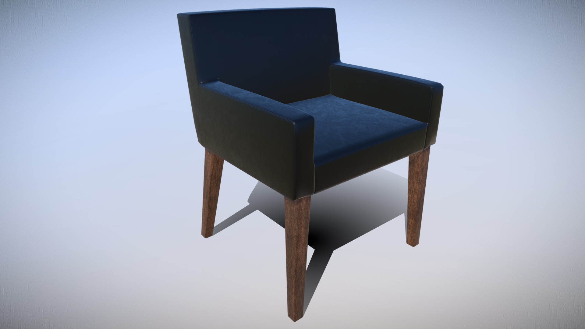 3D model Black Leather Chair Low-poly - This is a 3D model of the Black Leather Chair Low-poly. The 3D model is about a blue chair on a white background.