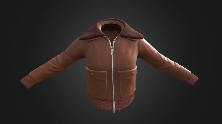 Lapels Leather Jacket 3D Model