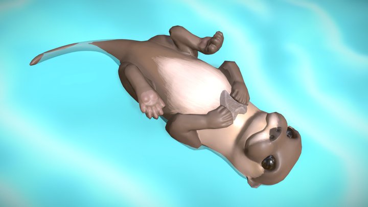 Otter with a Pebble 3D Model