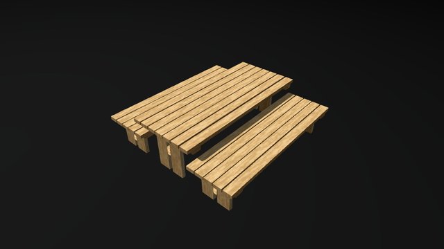 Picnic Table and benches 3D Model