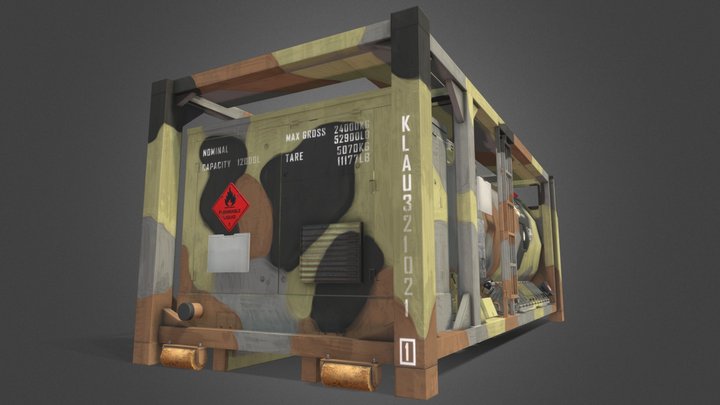 Flatrack Tank Container (Military) 3D Model