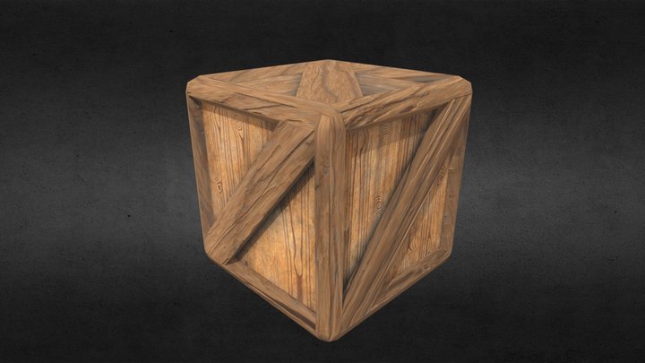 Wooden crate low poly 3D Model