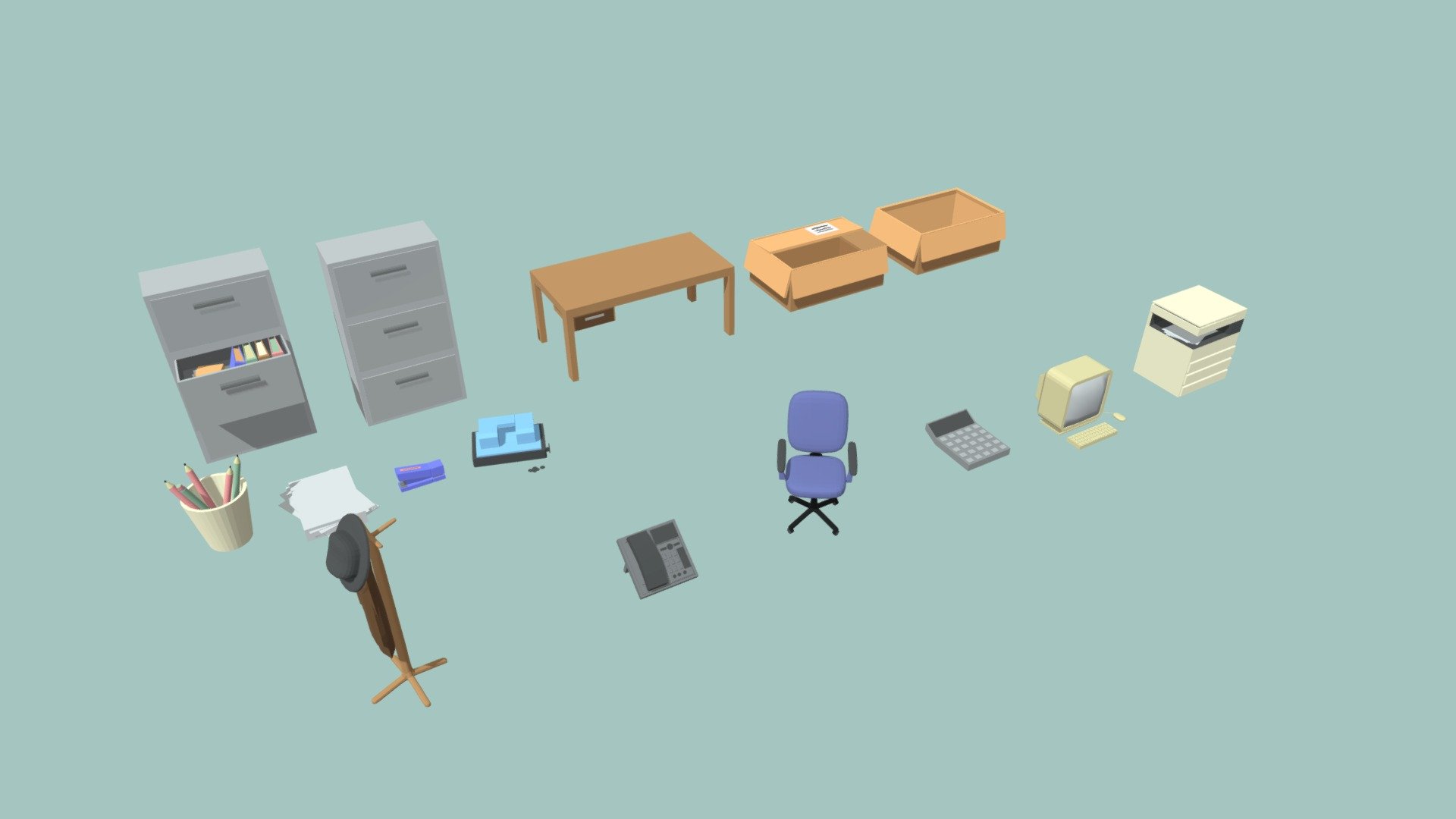 Office Supplies - Buy Royalty Free 3D model by TheMightyHitcher ...