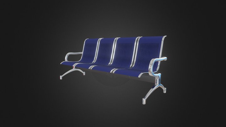 4 Seat Stainless Waiting Chair 3D Model