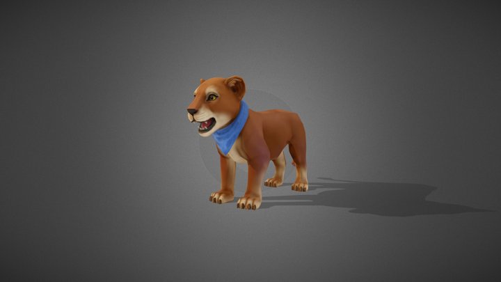 Lion Cub / (Idle, Run, Sit) Animations Pack 3D Model