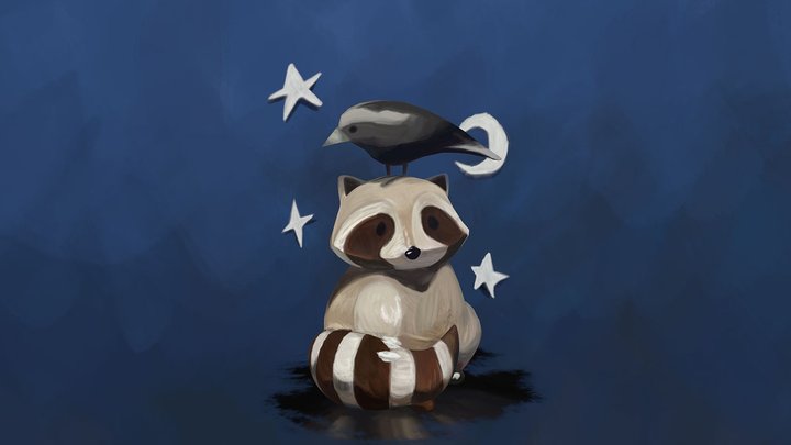 Racoon N Crow - Heatherihnart Fanart 3D Model