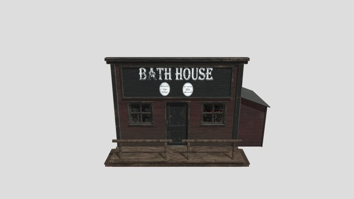 Low Poly Wild West Bath House 3D Model