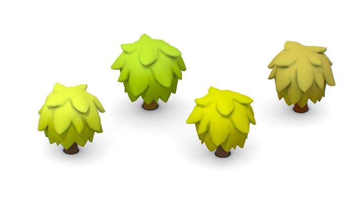 Cartoon Green Leaf Tree 3D Model