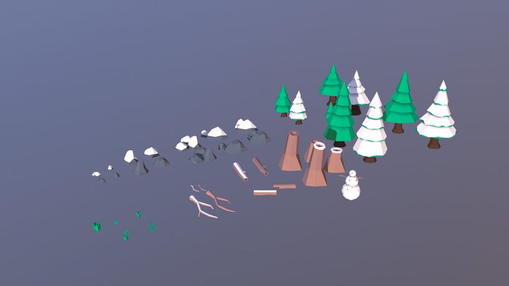 LowPoly Winter Assets 3D Model