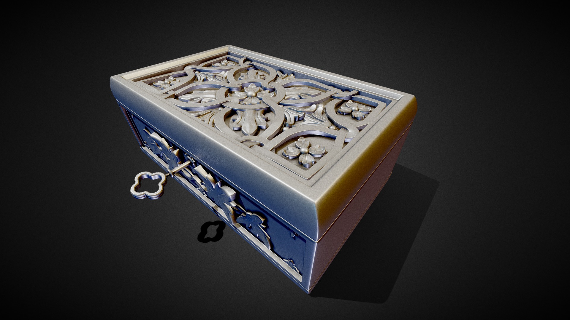 3D model 3D Jewelry Box – High Poly - This is a 3D model of the 3D Jewelry Box - High Poly. The 3D model is about a blue and white box.