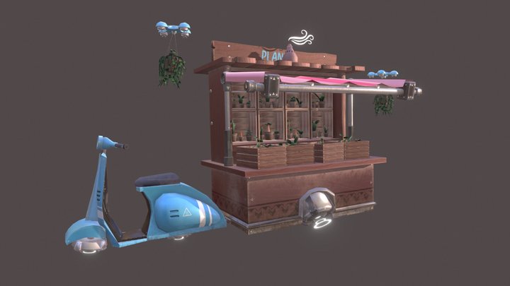 Sci-Fi Market Stall 3D Model
