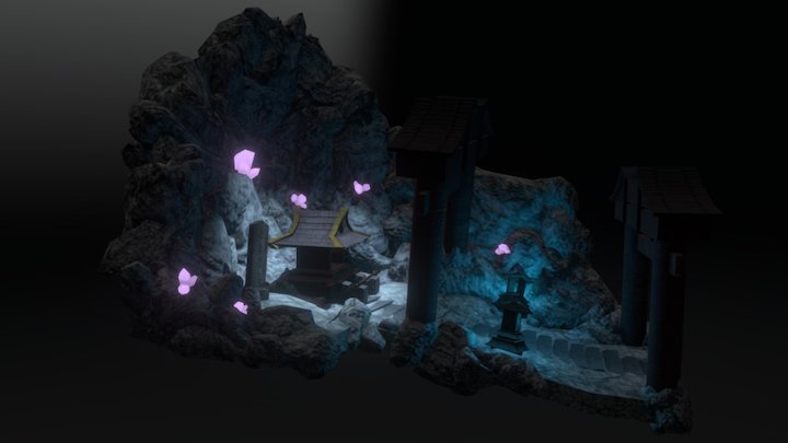 Japanese Cave Shrine 3D Model
