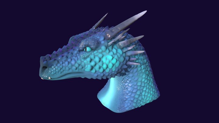 Blue Dragon Head 3D Model