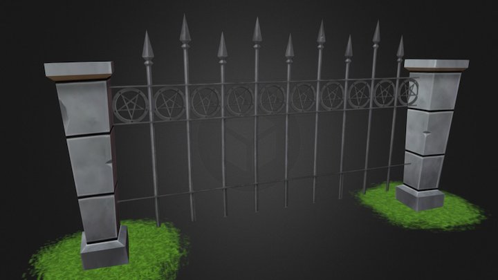 Fence Grave Yeard Closed 3D Model