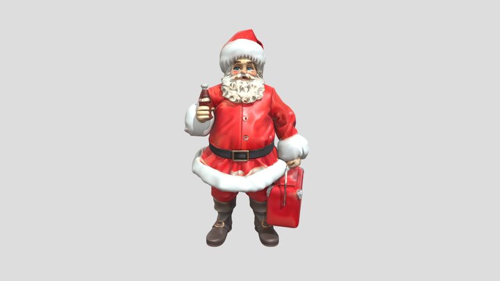 Santa Claus holding Coca-Cola items 3D Model