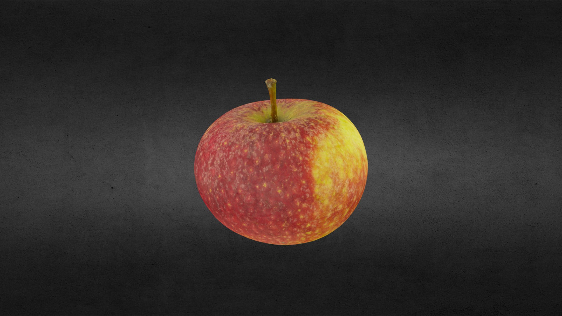3D model Autumn apple High resolution - This is a 3D model of the Autumn apple High resolution. The 3D model is about a red apple on a black surface.