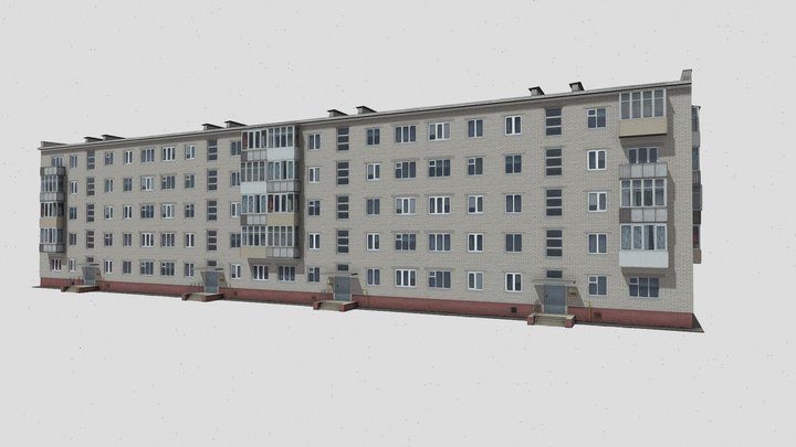 Russian typical brick house 3D Model