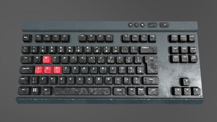 Mechanical Gaming Keyboard (Worn Metal) 3D Model